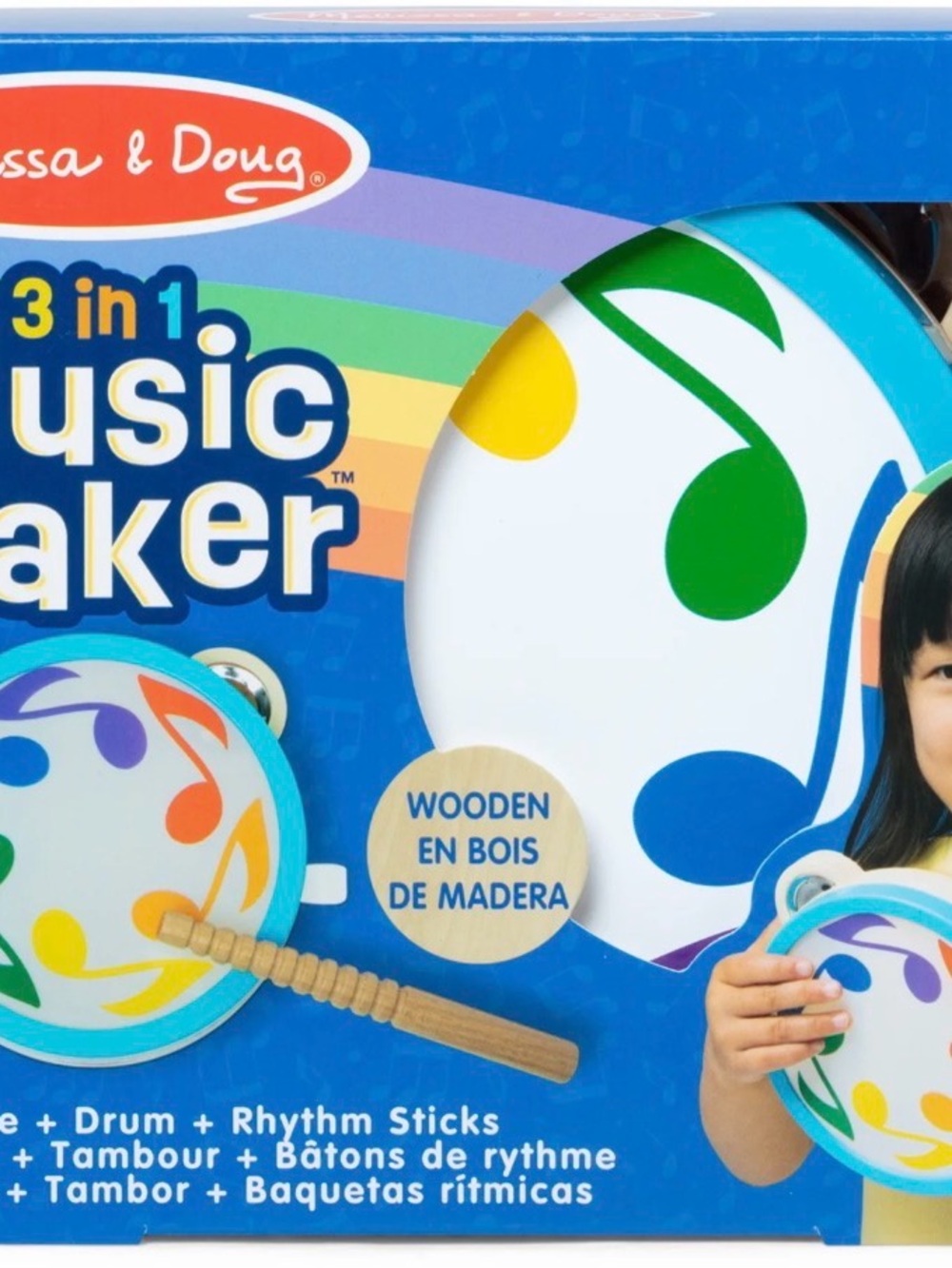 Melissa & Doug Music Maker Drum in Blue, Green, Yellow, Purple